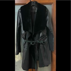BCBG vegan faux leather and shearling coat, Medium